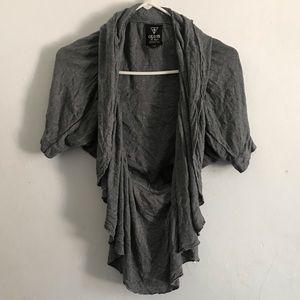 Guess Gray Cropped Ruffly Shrug
